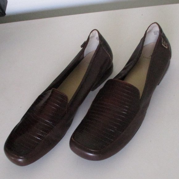 AK Anne Klein Womens Brown Leather Embossed Snakeskin Loafer - Size 9M - Picture 6 of 10